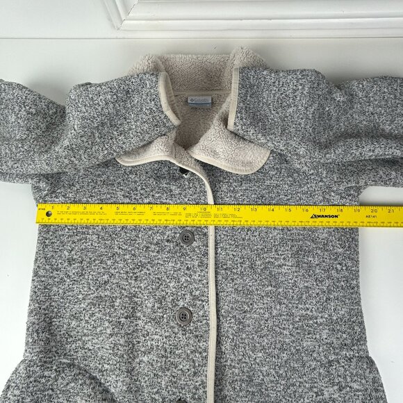 Columbia Sweater Jacket Womens Small Grey Cream Darling Days Fleece Button Up - Picture 10 of 15